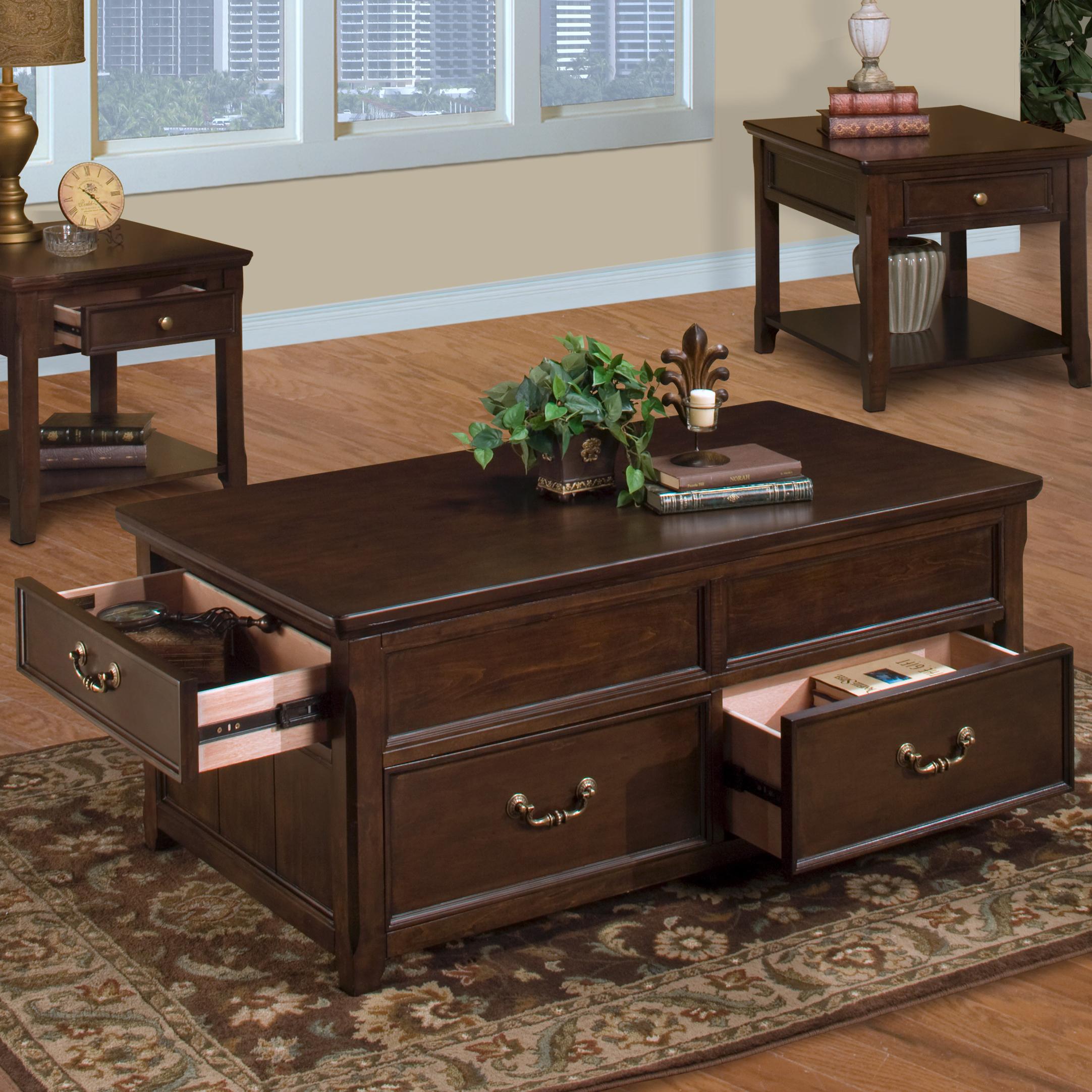 New Classic Timber City 3000715 Lift Top Cocktail Table with sable Finish & Metal Bail